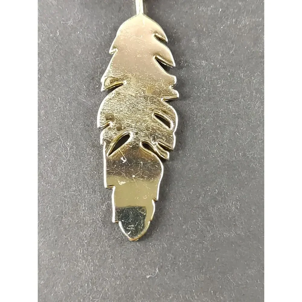 Jessica Simpson Feather Luggage Tag Heavy Gold Tone 5 3/4